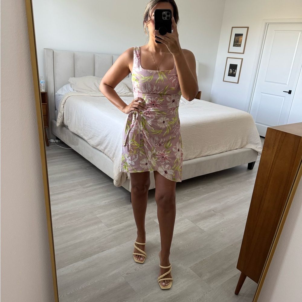 Express Floral Linen Pink Dress Used Once